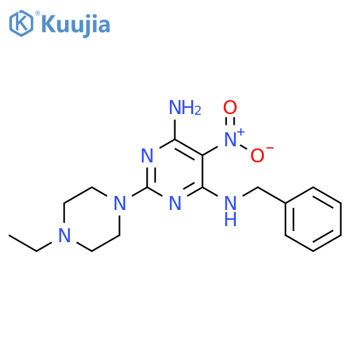 N4-benzyl-2-(4-ethylpiperazin-1-yl)-5-nitropyrimidine-4,6-diamine structure