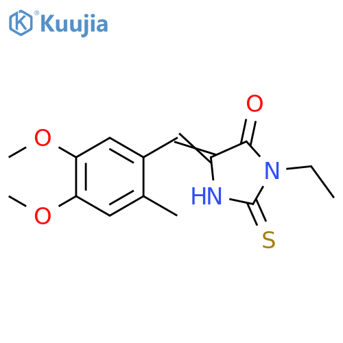 (5Z)-5-[(4,5-dimethoxy-2-methylphenyl)methylidene]-3-ethyl-2-sulfanylideneimidazolidin-4-one structure