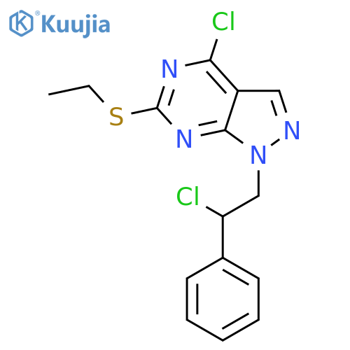 4-Chloro-1-(2-chloro-2-phenylethyl)-6-(ethylthio)-1H-pyrazolo[3,4-d]pyrimidine structure