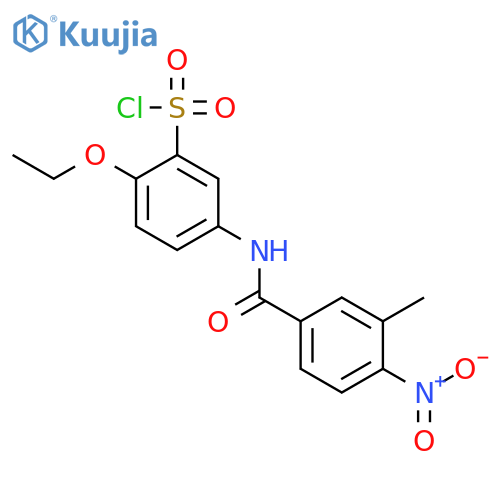 2-ethoxy-5-[(3-methyl-4-nitrobenzoyl)amino]benzenesulfonyl chloride structure