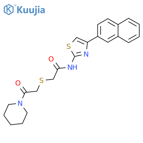 N-[4-(naphthalen-2-yl)-1,3-thiazol-2-yl]-2-{[2-oxo-2-(piperidin-1-yl)ethyl]sulfanyl}acetamide structure