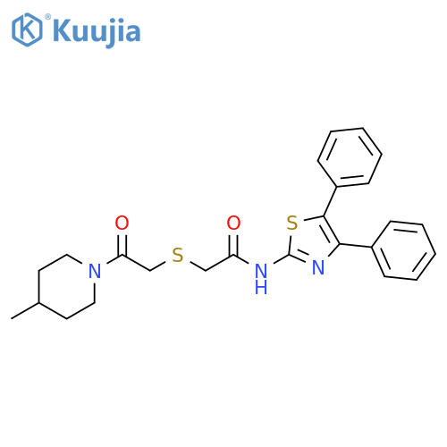 N-(4,5-diphenyl-1,3-thiazol-2-yl)-2-{2-(4-methylpiperidin-1-yl)-2-oxoethylsulfanyl}acetamide structure
