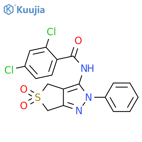 2,4-dichloro-N-{5,5-dioxo-2-phenyl-2H,4H,6H-5lambda6-thieno3,4-cpyrazol-3-yl}benzamide structure
