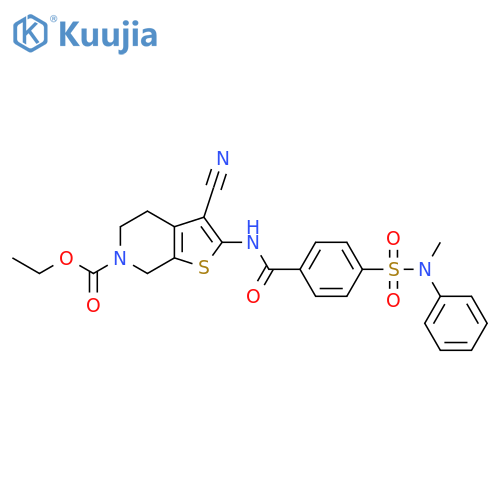 ethyl 3-cyano-2-{4-methyl(phenyl)sulfamoylbenzamido}-4H,5H,6H,7H-thieno2,3-cpyridine-6-carboxylate structure