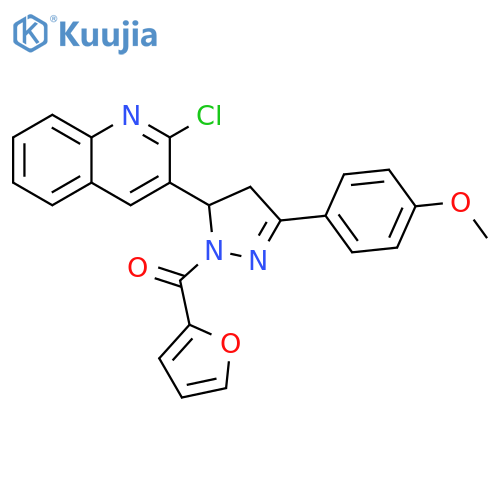 2-chloro-3-1-(furan-2-carbonyl)-3-(4-methoxyphenyl)-4,5-dihydro-1H-pyrazol-5-ylquinoline structure