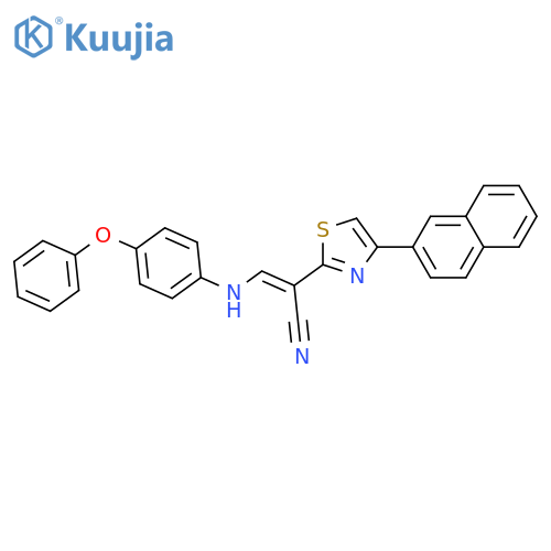 (2E)-2-4-(naphthalen-2-yl)-1,3-thiazol-2-yl-3-(4-phenoxyphenyl)aminoprop-2-enenitrile structure