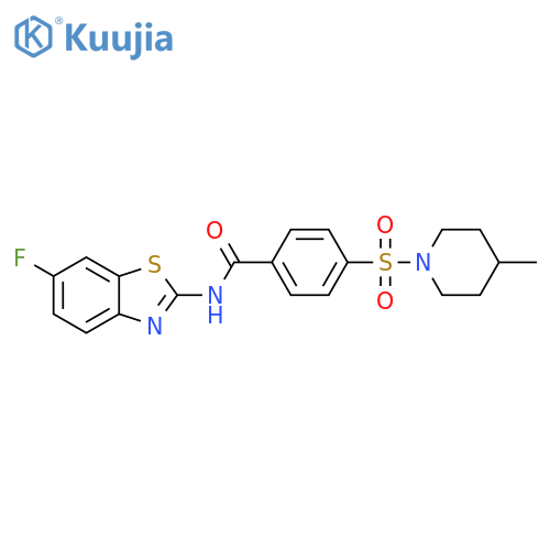 N-(6-fluoro-1,3-benzothiazol-2-yl)-4-(4-methylpiperidin-1-yl)sulfonylbenzamide structure
