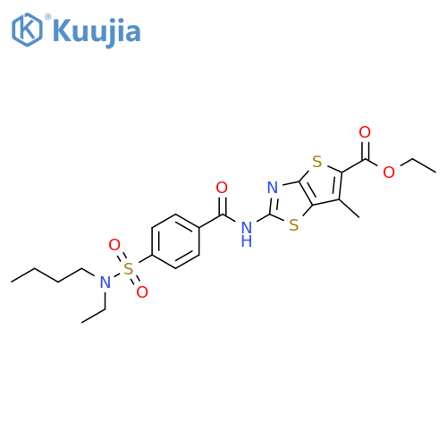 ethyl 2-{4-butyl(ethyl)sulfamoylbenzamido}-6-methylthieno2,3-d1,3thiazole-5-carboxylate structure