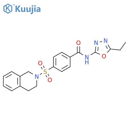 N-(5-ethyl-1,3,4-oxadiazol-2-yl)-4-(1,2,3,4-tetrahydroisoquinoline-2-sulfonyl)benzamide structure