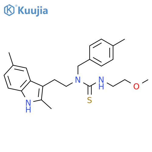 1-2-(2,5-dimethyl-1H-indol-3-yl)ethyl-3-(2-methoxyethyl)-1-(4-methylphenyl)methylthiourea structure