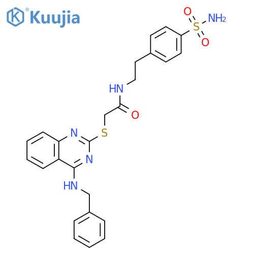 2-{4-(benzylamino)quinazolin-2-ylsulfanyl}-N-2-(4-sulfamoylphenyl)ethylacetamide structure