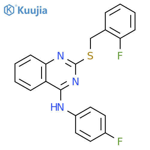 N-(4-fluorophenyl)-2-{[(2-fluorophenyl)methyl]sulfanyl}quinazolin-4-amine structure