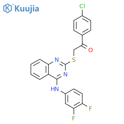 1-(4-chlorophenyl)-2-({4-[(3,4-difluorophenyl)amino]quinazolin-2-yl}sulfanyl)ethan-1-one structure