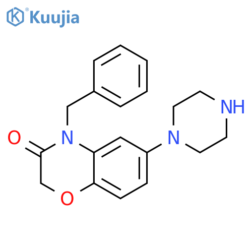 2H-1,4-BENZOXAZIN-3(4H)-ONE, 4-(PHENYLMETHYL)-6-(1-PIPERAZINYL)- structure