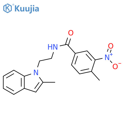 4-methyl-N-2-(2-methyl-1H-indol-1-yl)ethyl-3-nitrobenzamide structure