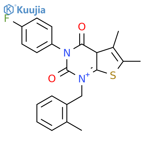 3-(4-fluorophenyl)-5,6-dimethyl-1-(2-methylphenyl)methyl-1H,2H,3H,4H-thieno2,3-dpyrimidine-2,4-dione structure