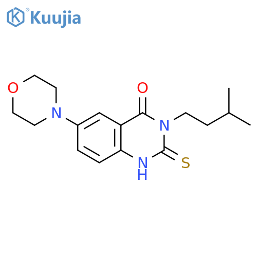 3-(3-methylbutyl)-6-(morpholin-4-yl)-2-sulfanylidene-1,2,3,4-tetrahydroquinazolin-4-one structure