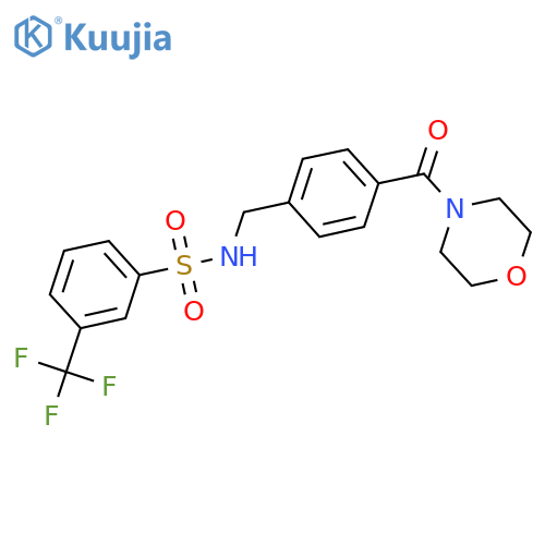 N-{4-(morpholine-4-carbonyl)phenylmethyl}-3-(trifluoromethyl)benzene-1-sulfonamide structure