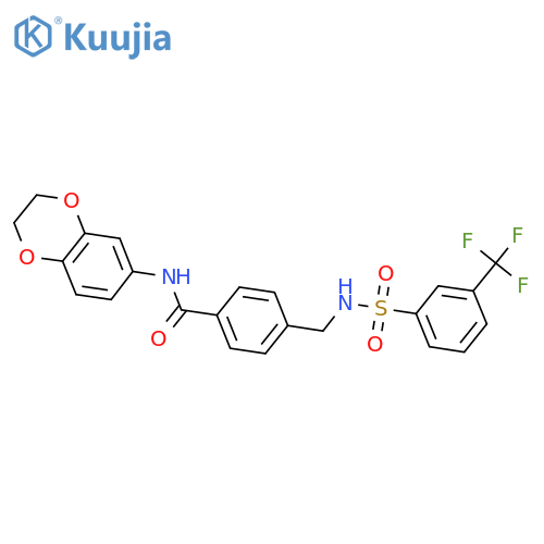 N-(2,3-dihydro-1,4-benzodioxin-6-yl)-4-{3-(trifluoromethyl)benzenesulfonamidomethyl}benzamide structure