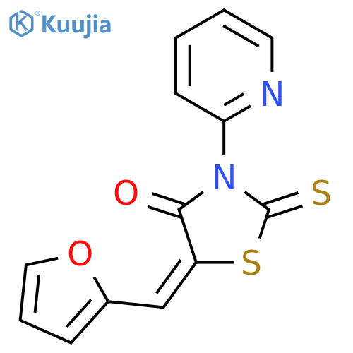 (5E)-5-(furan-2-yl)methylidene-3-(pyridin-2-yl)-2-sulfanylidene-1,3-thiazolidin-4-one structure