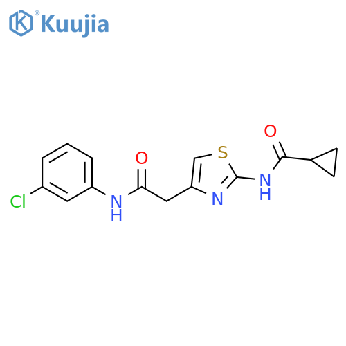 N-(4-{(3-chlorophenyl)carbamoylmethyl}-1,3-thiazol-2-yl)cyclopropanecarboxamide structure