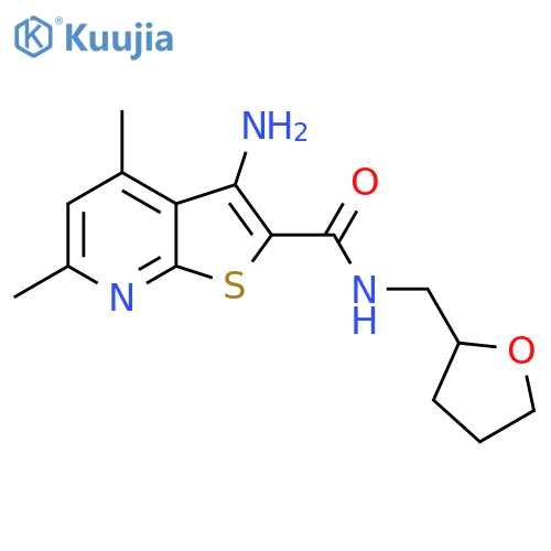 3-amino-4,6-dimethyl-N-(oxolan-2-ylmethyl)thieno[2,3-b]pyridine-2-carboxamide structure