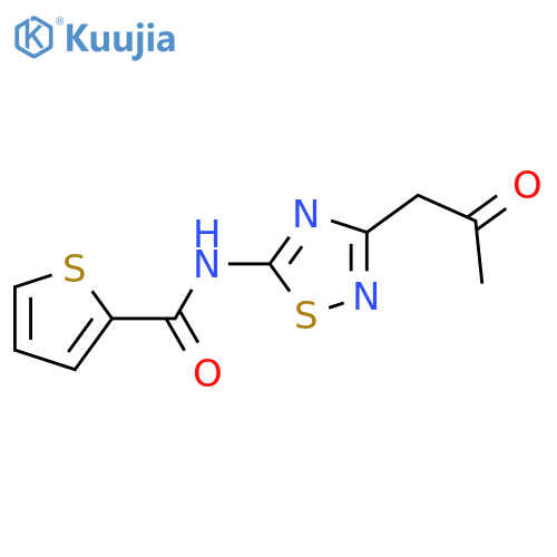 N-(3-(2-oxopropyl)-1,2,4-thiadiazol-5-yl)thiophene-2-carboxamide structure