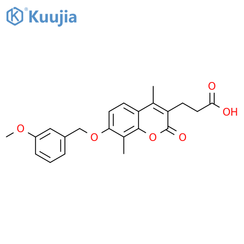 3-[7-[(3-methoxyphenyl)methoxy]-4,8-dimethyl-2-oxochromen-3-yl]propanoic acid structure