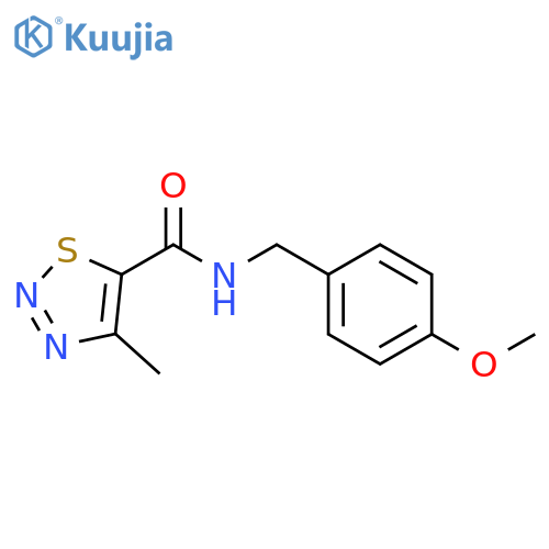 N-(4-methoxyphenyl)methyl-4-methyl-1,2,3-thiadiazole-5-carboxamide structure