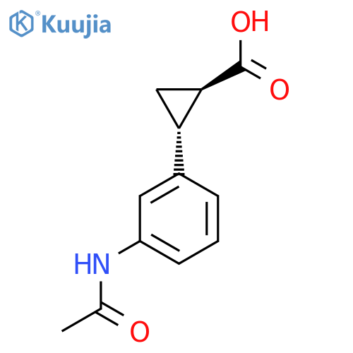 rac-(1R,2R)-2-(3-acetamidophenyl)cyclopropane-1-carboxylic acid structure