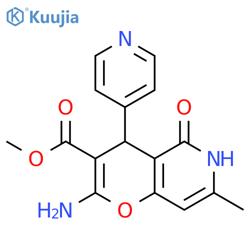 methyl 2-amino-7-methyl-5-oxo-4-(pyridin-4-yl)-4H,5H,6H-pyrano3,2-cpyridine-3-carboxylate structure