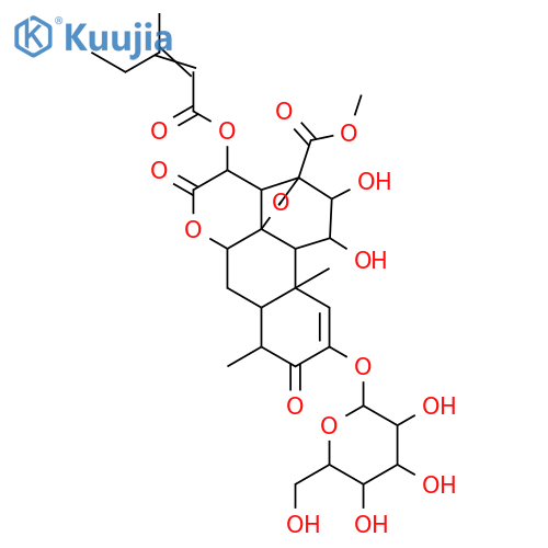 Bruceosin; 15-Deacyl, 15-(3-methyl-2E-pentenoyl), 2-O-β-D-glucopyranoside structure