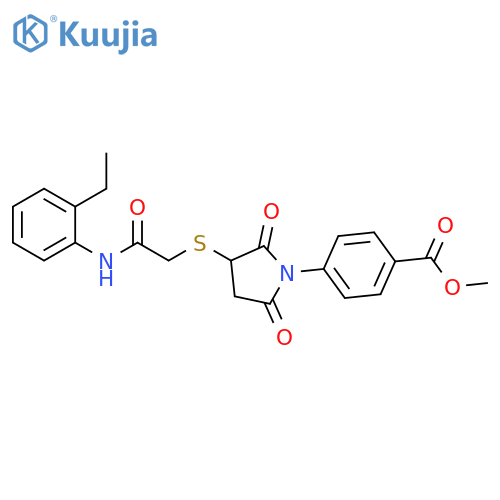 methyl 4-3-({(2-ethylphenyl)carbamoylmethyl}sulfanyl)-2,5-dioxopyrrolidin-1-ylbenzoate structure