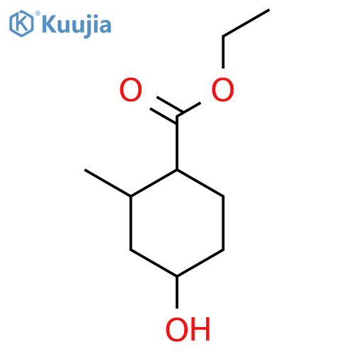 Cyclohexanecarboxylic acid, 4-hydroxy-2-methyl-, ethyl ester structure