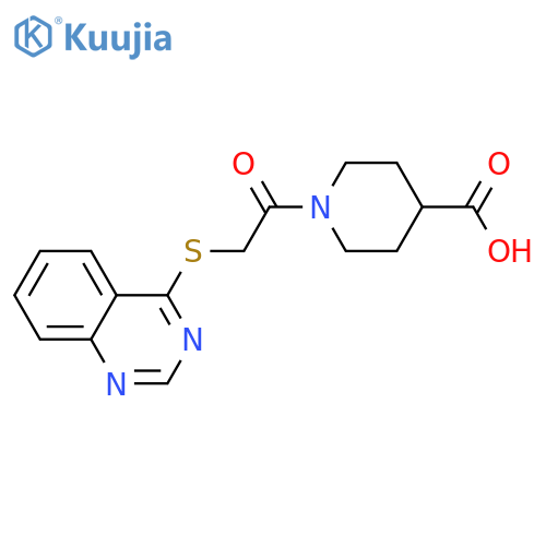 1-[2-(quinazolin-4-ylsulfanyl)acetyl]piperidine-4-carboxylic acid structure