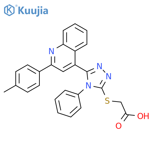 2-({5-2-(4-methylphenyl)quinolin-4-yl-4-phenyl-4H-1,2,4-triazol-3-yl}sulfanyl)acetic acid structure
