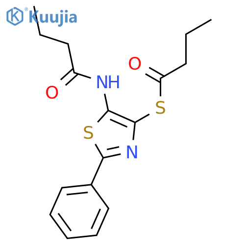 BUTANETHIOIC ACID, S-[5-[(1-OXOBUTYL)AMINO]-2-PHENYL-4-THIAZOLYL] ESTER structure