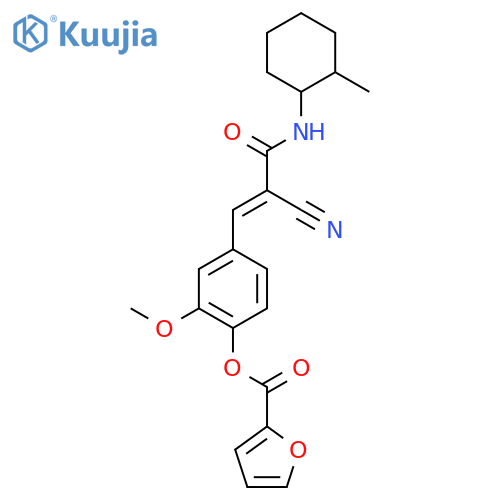 4-{2-Cyano-2-[(2-methylcyclohexyl)carbamoyl]eth-1-en-1-yl}-2-methoxyphenyl furan-2-carboxylate structure