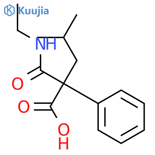 Benzeneacetic acid, a-[(ethylamino)carbonyl]-a-(2-methylpropyl)- structure