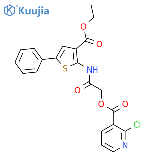 {[3-(Ethoxycarbonyl)-5-phenylthiophen-2-yl]carbamoyl}methyl 2-chloropyridine-3-carboxylate structure