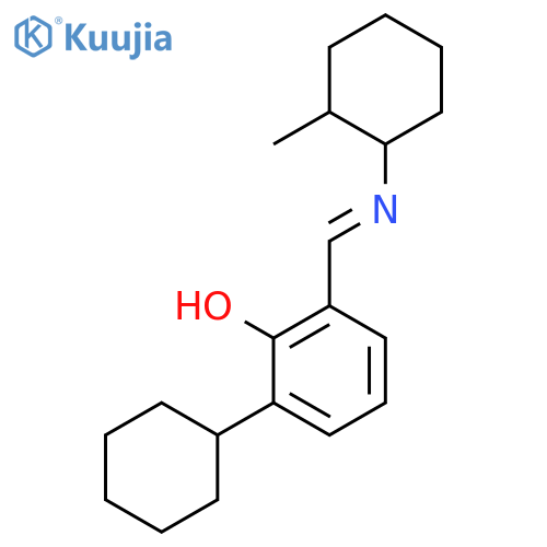 PHENOL, 2-CYCLOHEXYL-6-[[(2-METHYLCYCLOHEXYL)IMINO]METHYL]- structure