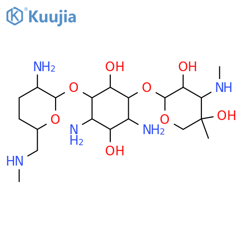 D-Streptamine,O-2-amino-2,3,4,6-tetradeoxy-6-(methylamino)-a-D-erythro-hexopyranosyl-(1&reg;4)-O-[3-deoxy-4-C-methyl-3-(methylamino)-b-L-arabinopyranosyl-(1&reg;6)]-, (2x)- (9CI) structure