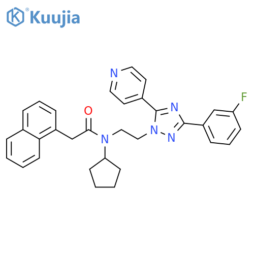 1-Naphthaleneacetamide,N-cyclopentyl-N-[2-[3-(3-fluorophenyl)-5-(4-pyridinyl)-1H-1,2,4-triazol-1-yl]ethyl]- structure