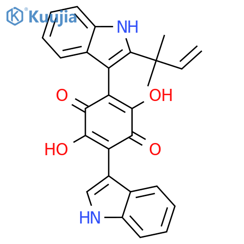 2,5-dihydroxy-3-(1H-indol-3-yl)-6-[2-(2-methylbut-3-en-2-yl)-1H-indol-3-yl]cyclohexa-2,5-diene-1,4-dione structure