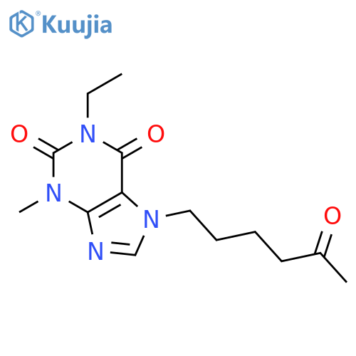 1H-PURINE-2,6-DIONE, 1-ETHYL-3,7-DIHYDRO-3-METHYL-7-(5-OXOHEXYL)- structure