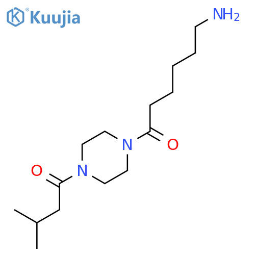 6-amino-1-[4-(3-methylbutanoyl)piperazin-1-yl]hexan-1-one structure