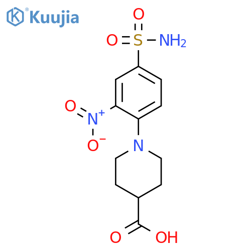 1-(2-nitro-4-sulfamoylphenyl)piperidine-4-carboxylic acid structure