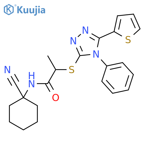 N-(1-cyanocyclohexyl)-2-{[4-phenyl-5-(thiophen-2-yl)-4H-1,2,4-triazol-3-yl]sulfanyl}propanamide structure