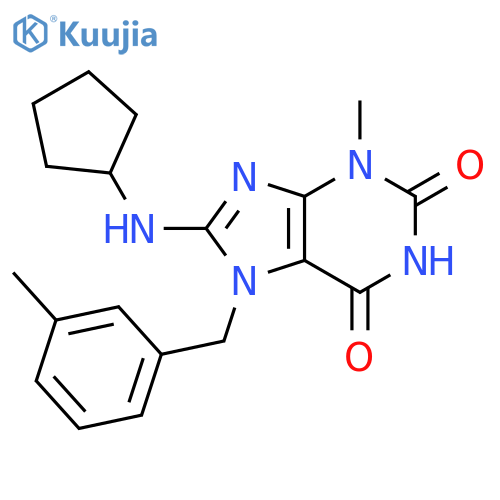 8-(cyclopentylamino)-3-methyl-7-(3-methylphenyl)methyl-2,3,6,7-tetrahydro-1H-purine-2,6-dione structure