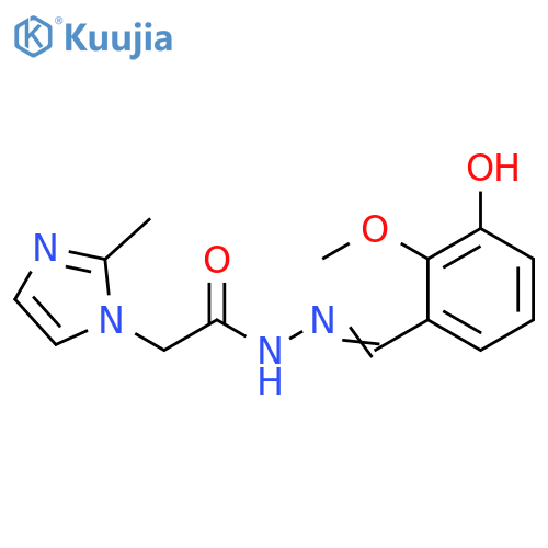 N'-(1E)-(3-hydroxy-2-methoxyphenyl)methylidene-2-(2-methyl-1H-imidazol-1-yl)acetohydrazide structure